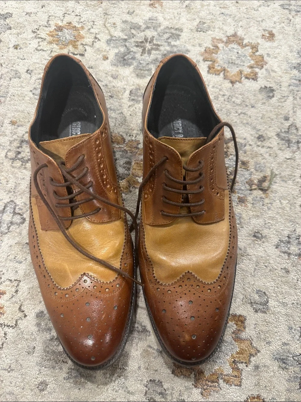 Stacy Adams Two-Tone Brown Tan Wingtip Oxfords